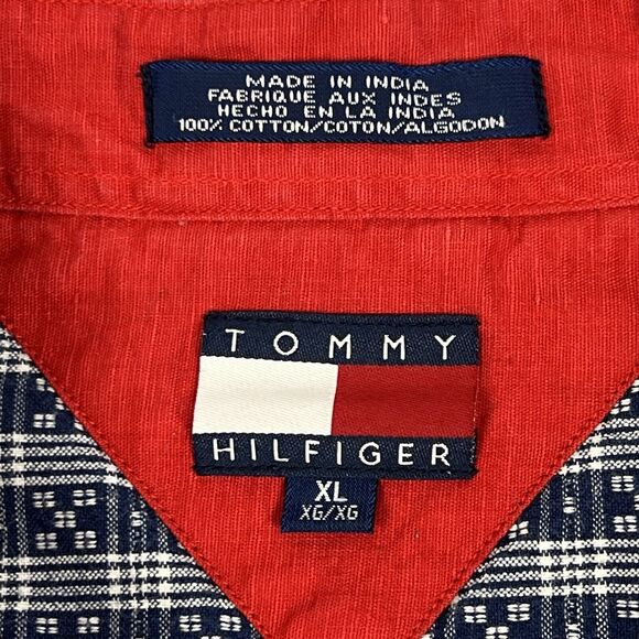 Tommy Hilfiger Blue Plaid 100% Cotton Short Sleeve Casual Button Shirt Men’s XL - Picture 7 of 9